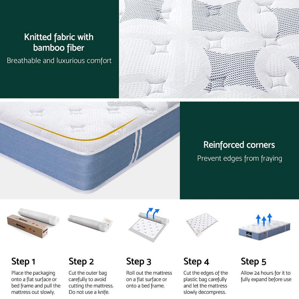 25cm Giselle Mattress King Single Bed Pocket Spring Mattresses - Image 6