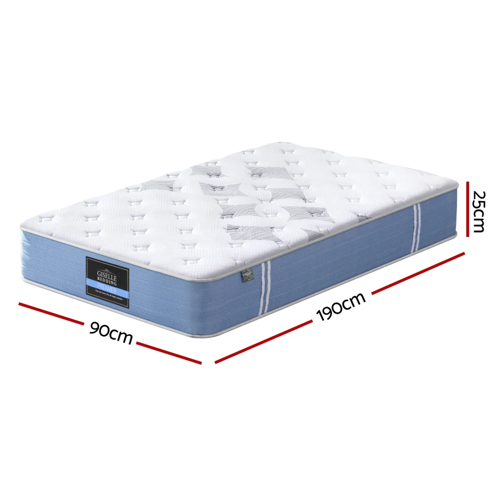 25cm Giselle Mattress Single Bed Pocket Spring Mattresses - Image 2