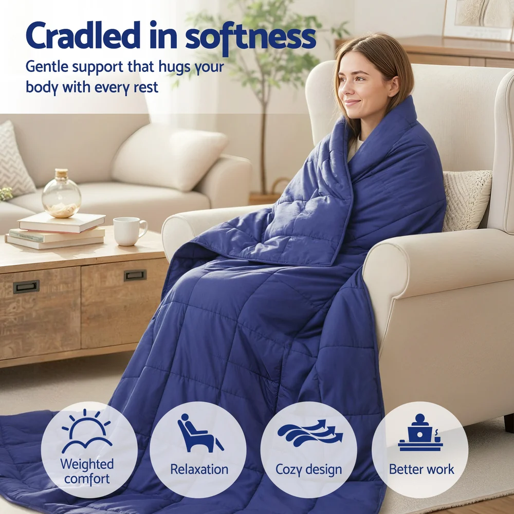 Giselle 11KG Adults Size Anti Anxiety Weighted Blanket Gravity Blankets Royal Blue - Image 4