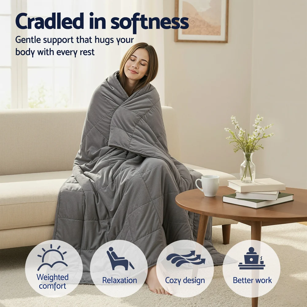 Giselle 11KG Weighted Blanket Adults Kid Anti Anxiety Gravity Blankets Sherpa Fleece - Image 4