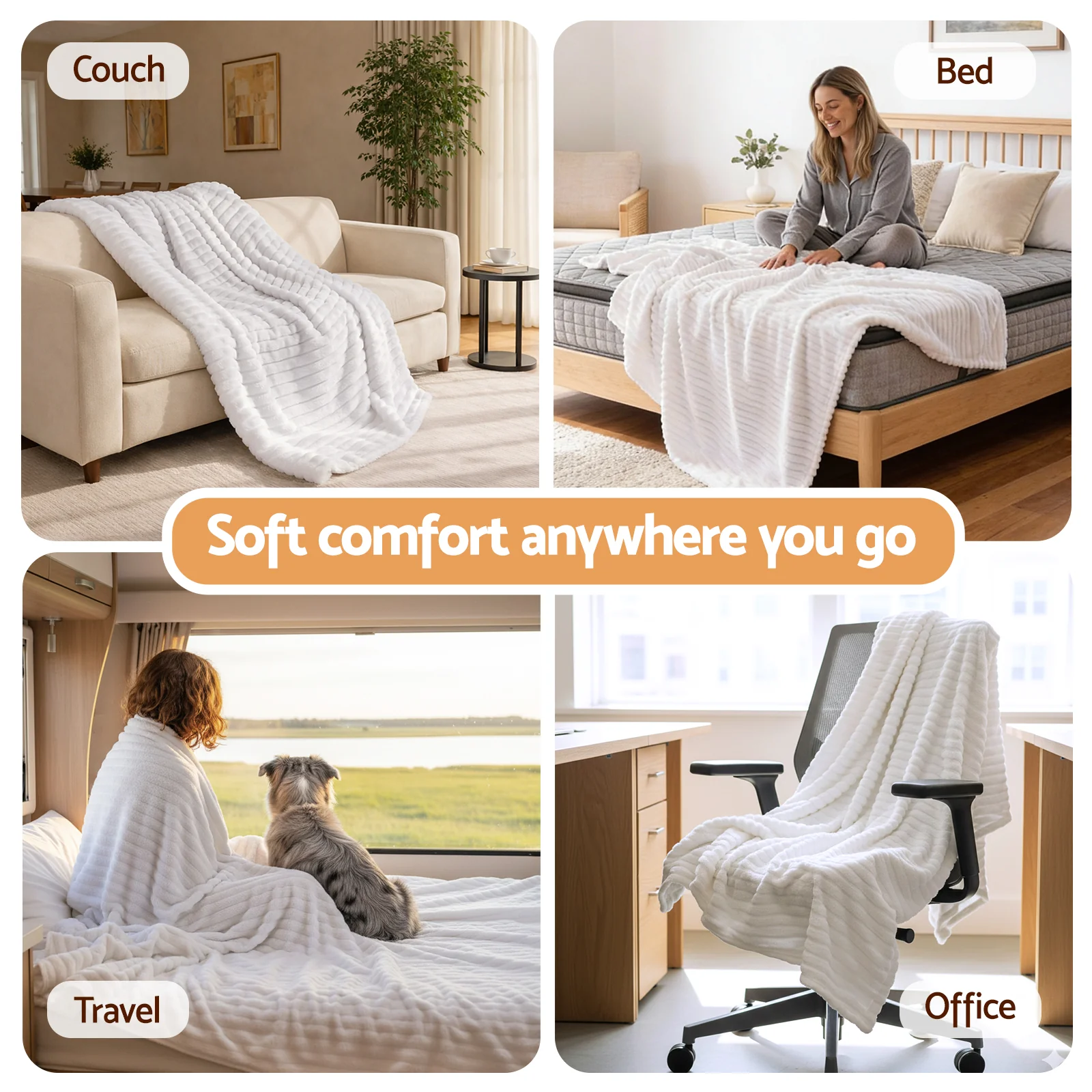 Giselle 127x152cm Throw Blanket Fleece Soft Lightweight Cozy Sofa Couch Bed Throw - Image 5