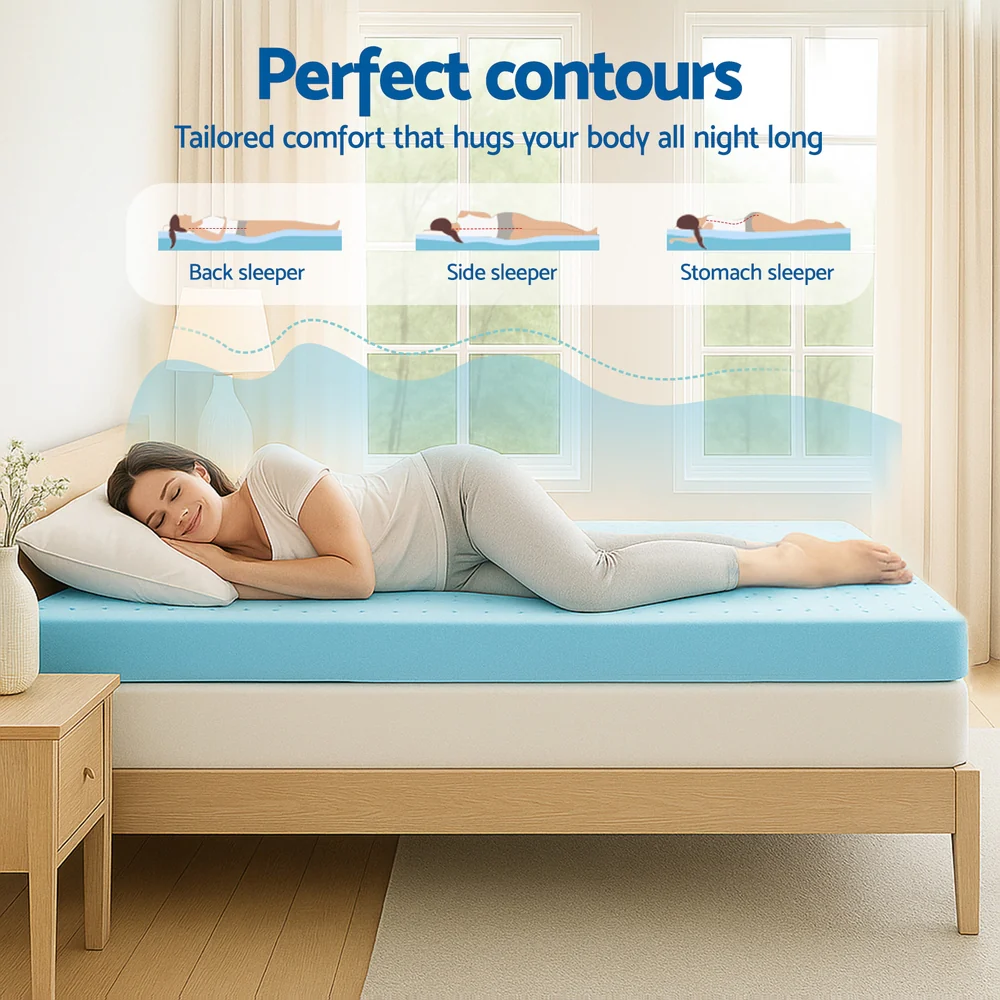 Giselle 12cm Memory Foam Mattress Topper Ventilated Cool Gel Bamboo Cover King Single - Image 4