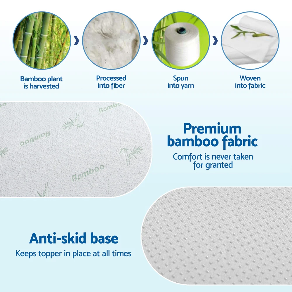 Giselle 12cm Memory Foam Mattress Topper Ventilated Cool Gel Bamboo Cover Queen - Image 6