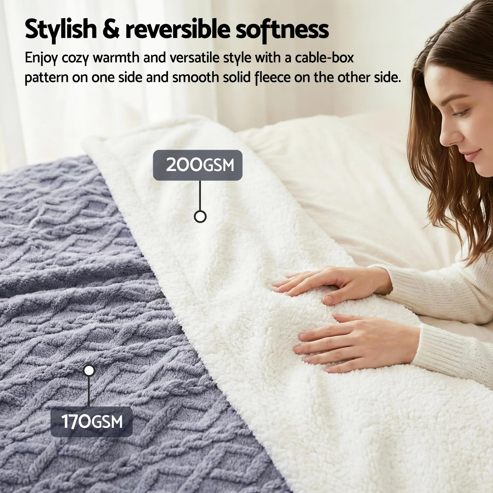 Giselle 152x203cm Throw Blanket Double-Sided Fleece Lightweight For Sofa Couch Bed Queen - Image 6