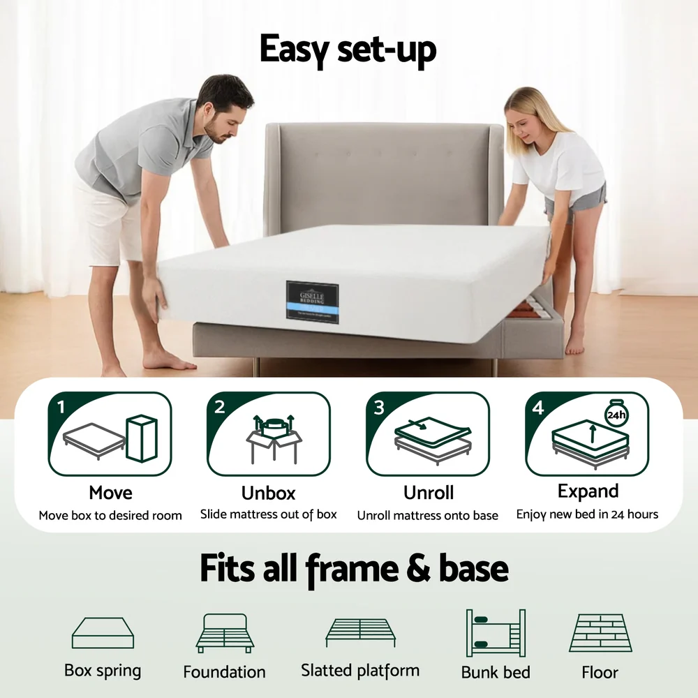 Giselle 20cm Memory Foam Mattress Green Tea Single - Image 6