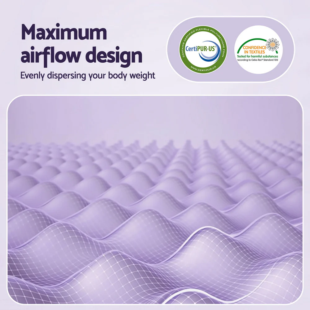 Giselle 5cm Memory Foam Mattress Topper Lavender Infused Egg Crate Pad Mat Queen - Image 4