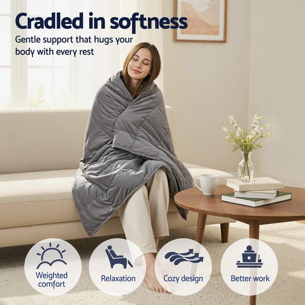 Giselle 6.8KG Weighted Blanket Adults Kid Anti Anxiety Gravity Blankets Sherpa Fleece - Image 4