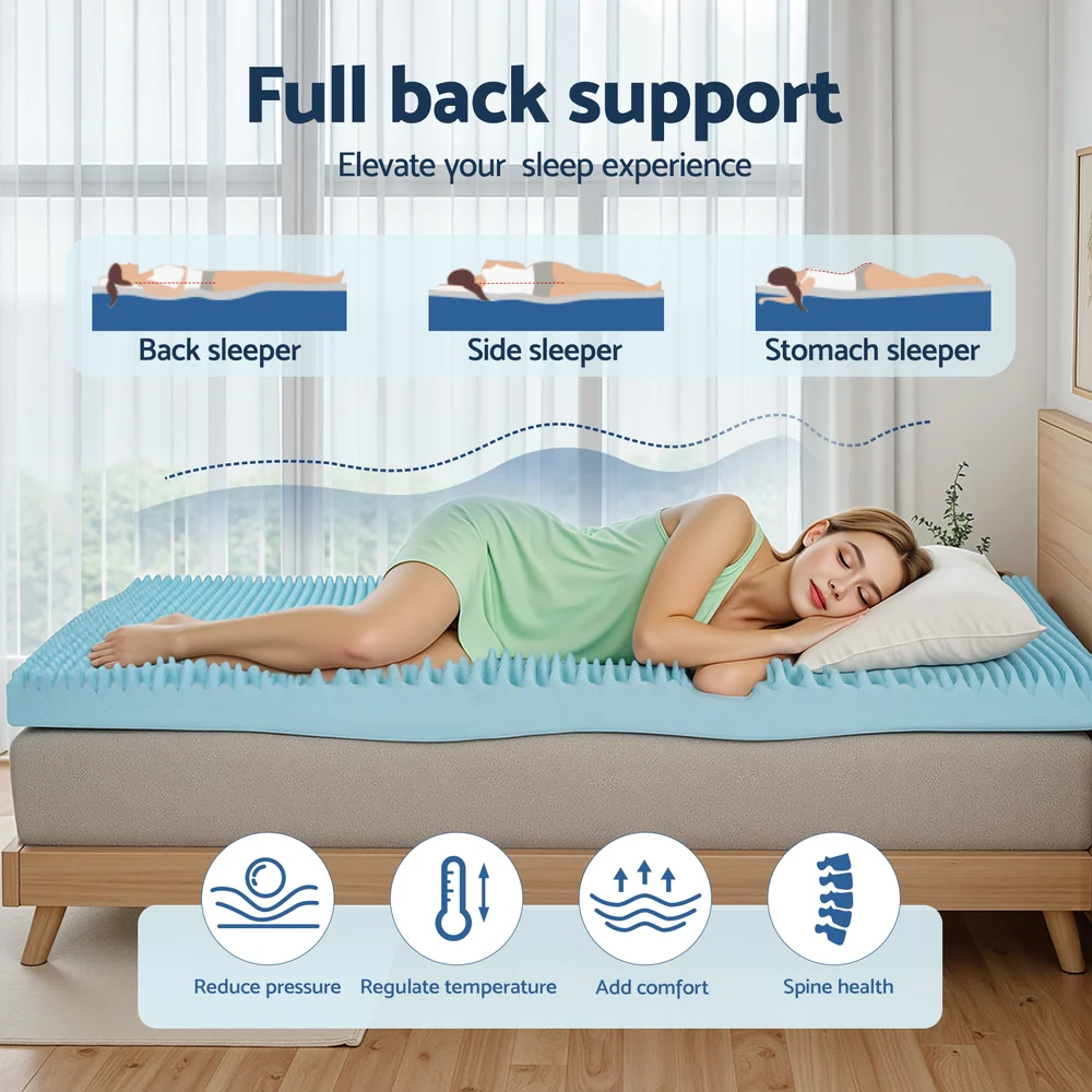 Giselle 8cm Memory Foam Mattress Topper Gel Egg Crate Foam Bamboo King Single - Image 4