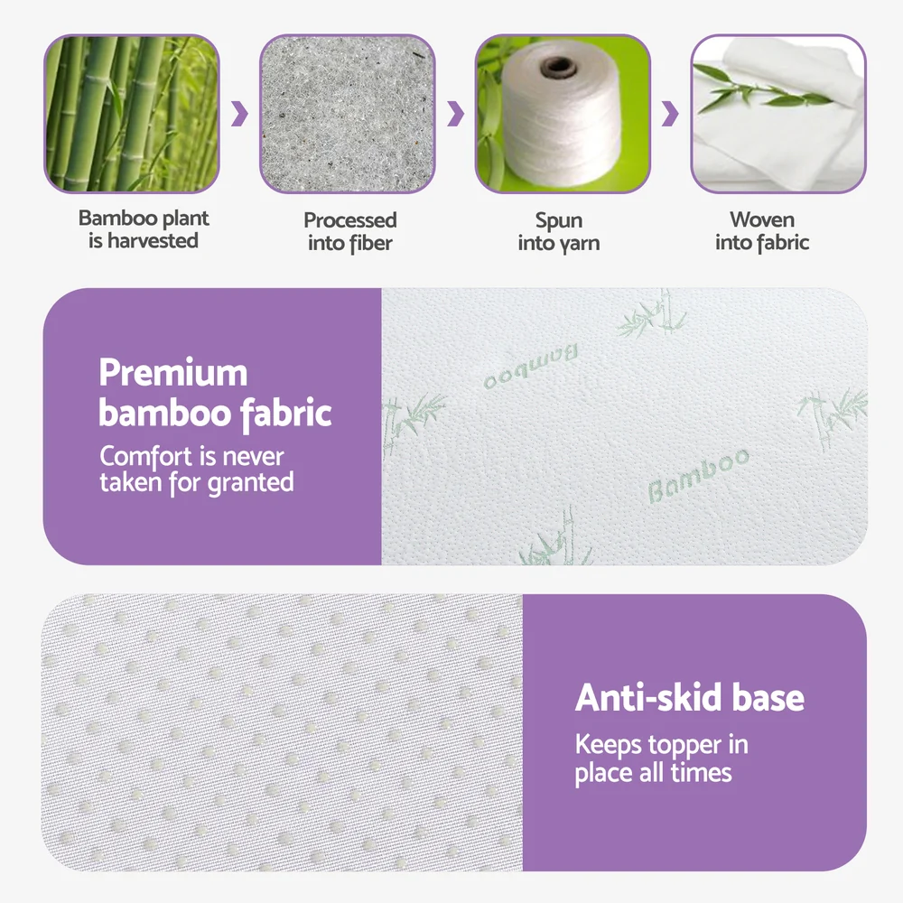 Giselle 8cm Memory Foam Mattress Topper Lavender Infused Bamboo Cover 7-Zone King Single - Image 6