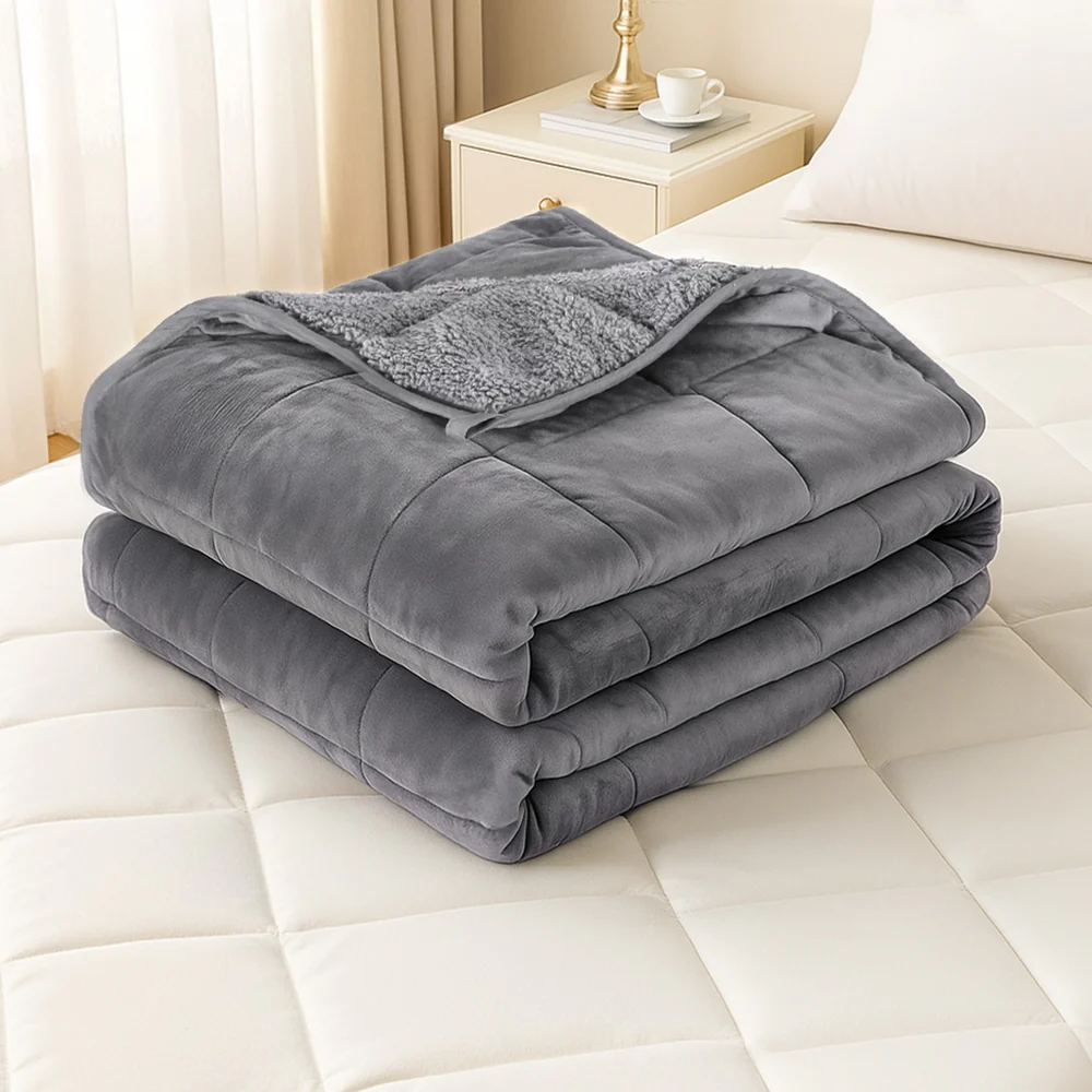 Giselle 9KG Weighted Blanket Adults Kid Anti Anxiety Gravity Blankets Sherpa Fleece - Image 8