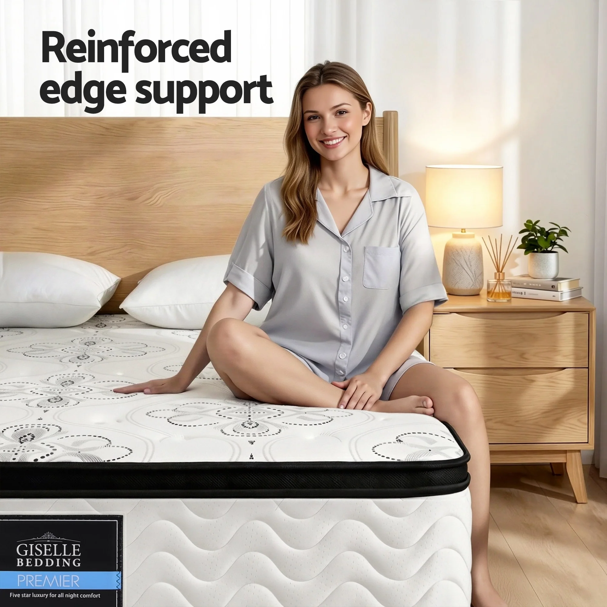 Giselle Bedding 30cm Mattress Pocket Spring Medium Firm Foam Euro Top Queen - Image 9