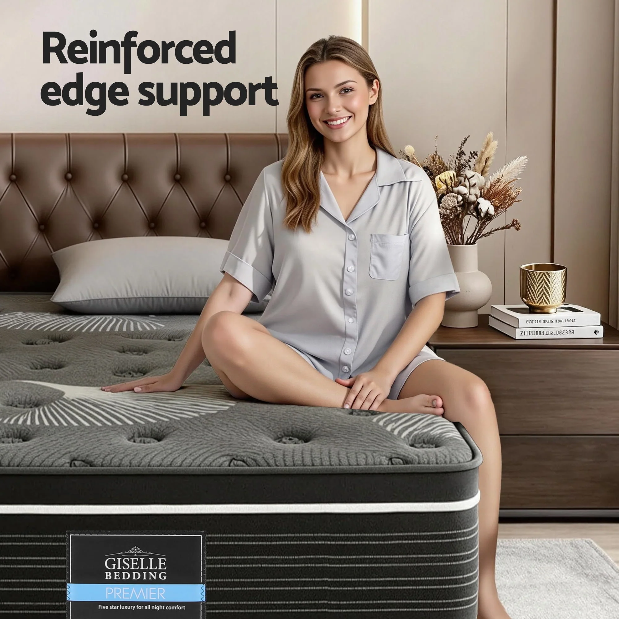 Giselle Bedding 35cm Mattress Graphene Memory Foam Medium Firm Euro Top Mattresses King Single - Image 9