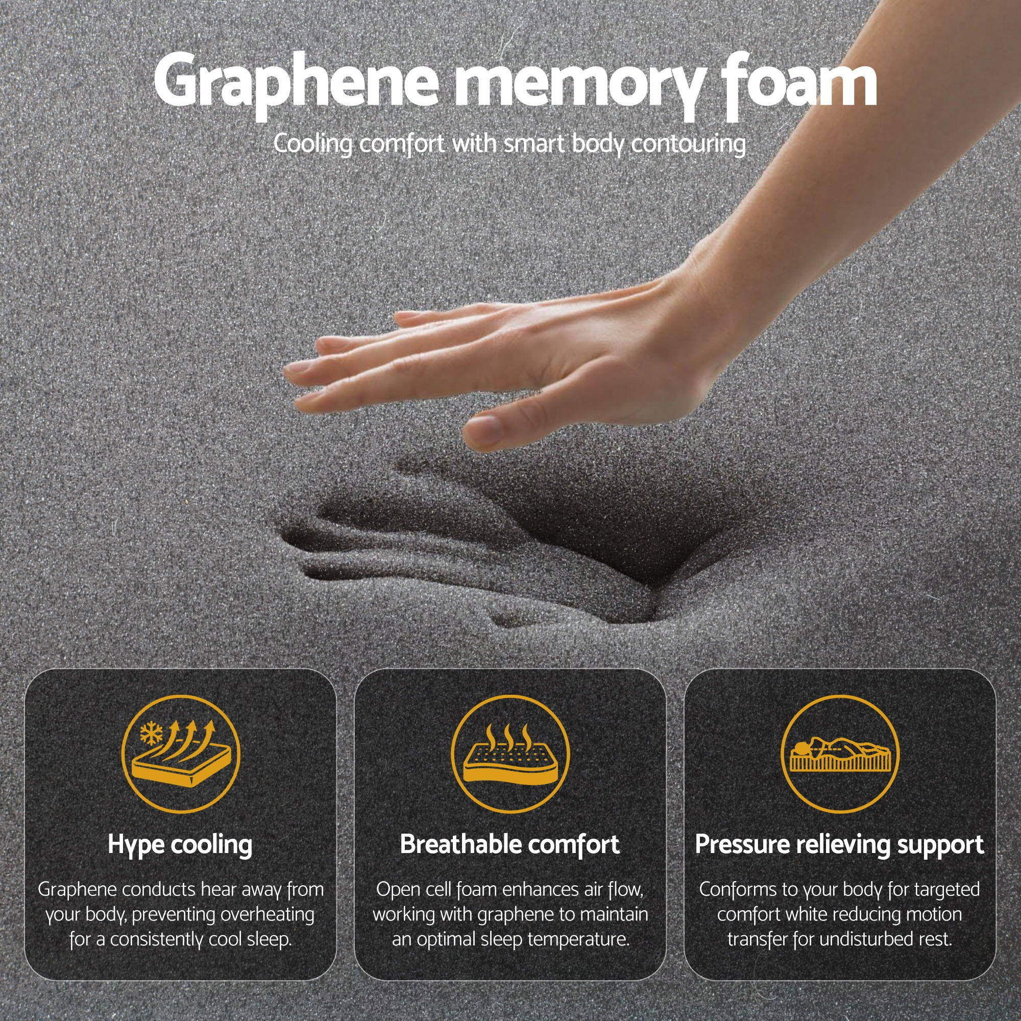 Giselle Bedding 35cm Mattress Graphene Memory Foam Medium Firm Euro Top Mattresses Queen - Image 5