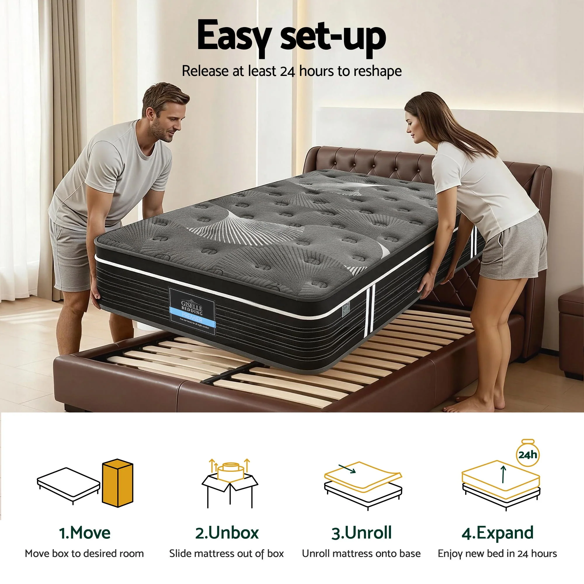 Giselle Bedding 35cm Mattress Graphene Memory Foam Medium Firm Euro Top Mattresses Single - Image 10