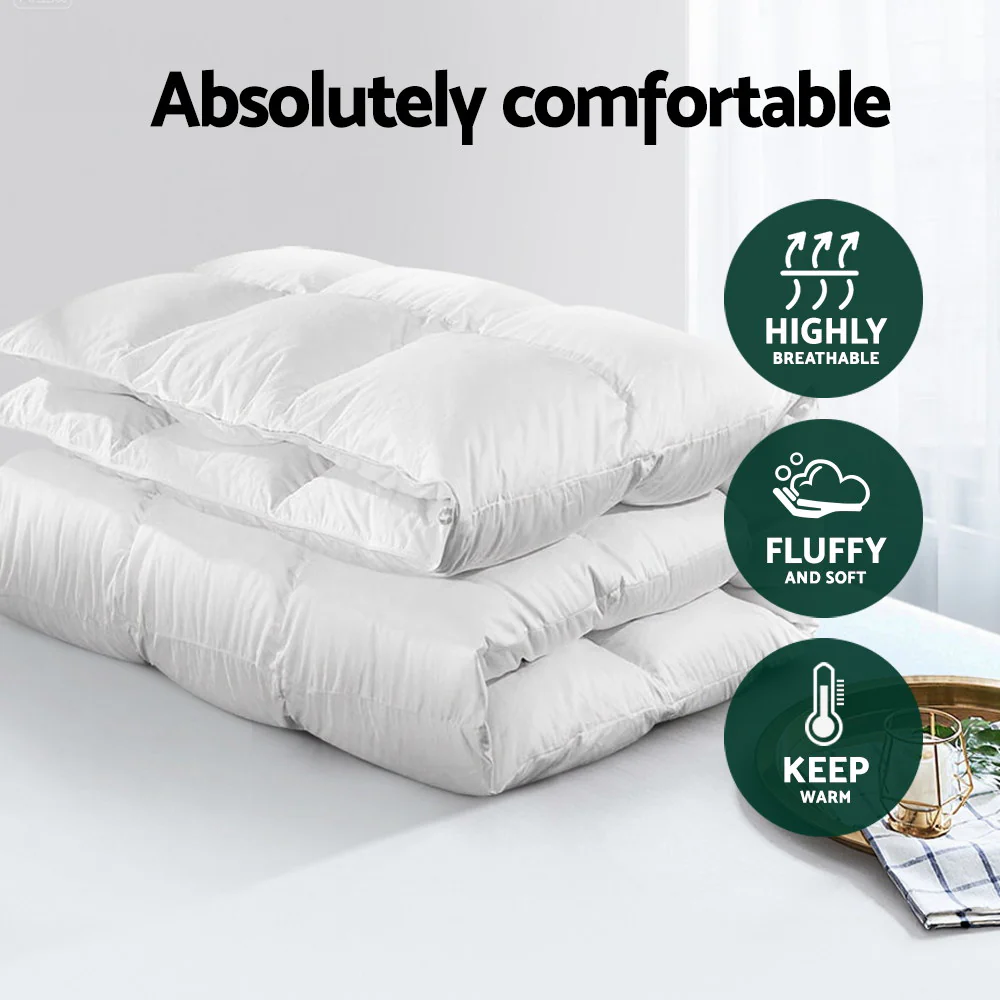 Giselle Bedding 700GSM Duck Down Feather Quilt Duvet Doona Winter Blanket Single - Image 5