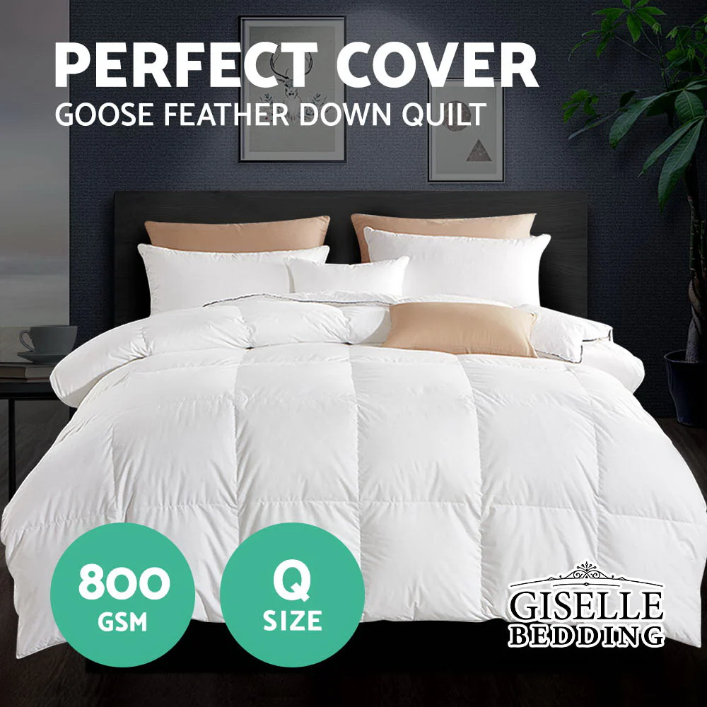 Giselle Bedding 800GSM Goose Down Feather Quilt Queen - Image 3