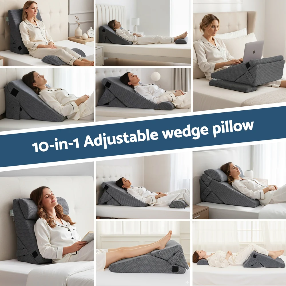 Giselle Bedding Adjustable Wedge Pillow Grey - Image 5