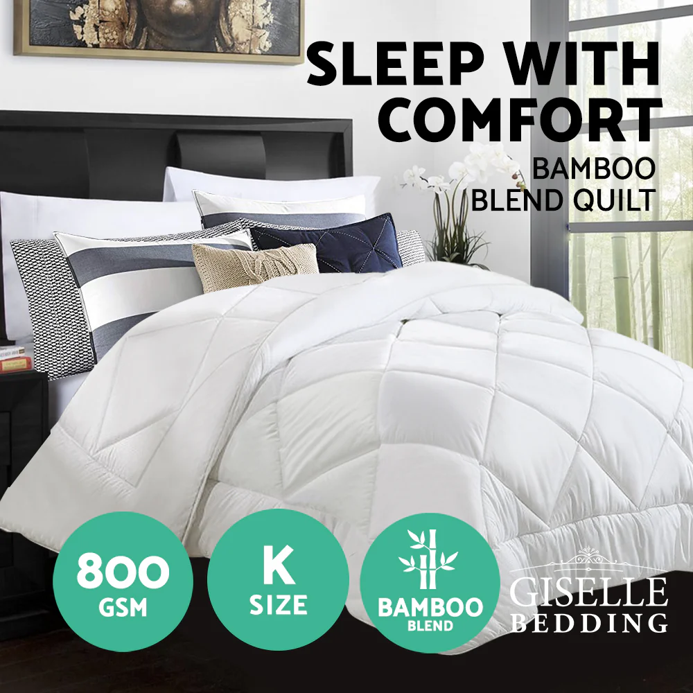 Giselle Bedding 800GSM Microfibre Bamboo Quilt King - Image 3
