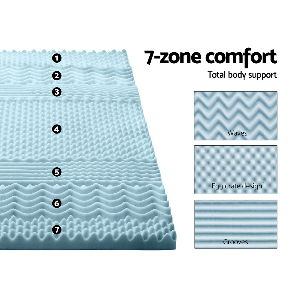 Giselle Bedding Memory Foam Mattress Topper 7-Zone 5cm Single - Image 5