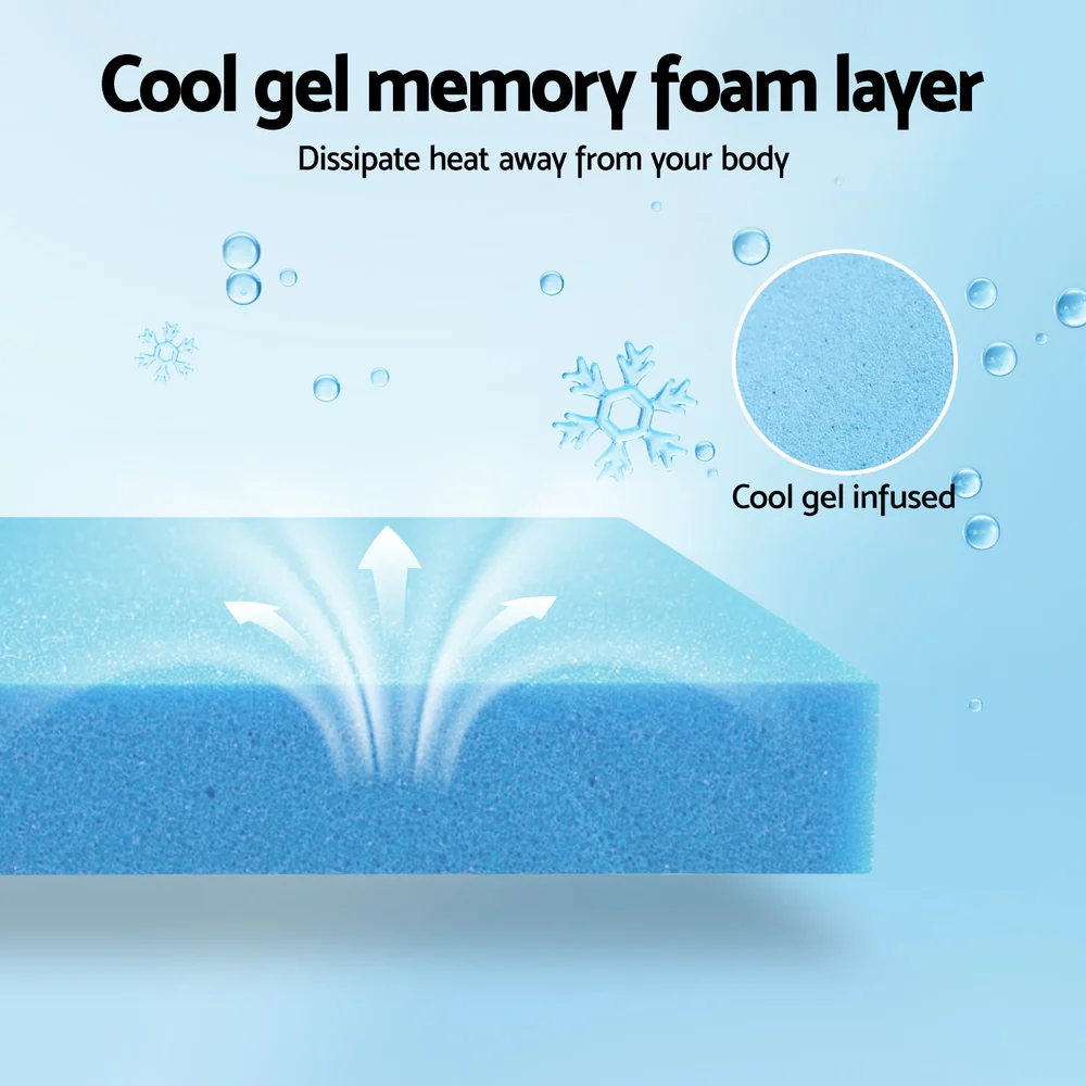 Giselle Bedding Cool Gel Memory Foam Mattress Charcoal 7-Zone Washable Bamboo Cover 15cm King Single - Image 8