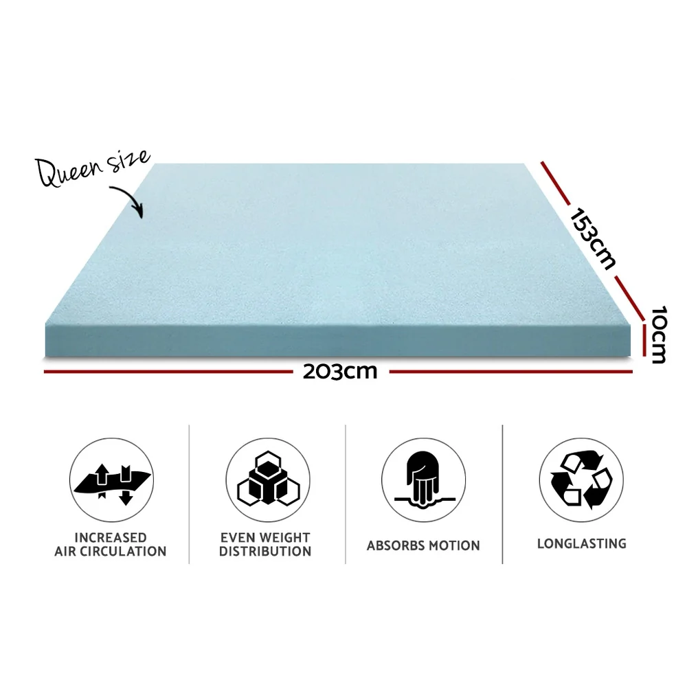 Giselle Bedding Memory Foam Mattress Topper Cool Gel 10cm Queen - Image 2
