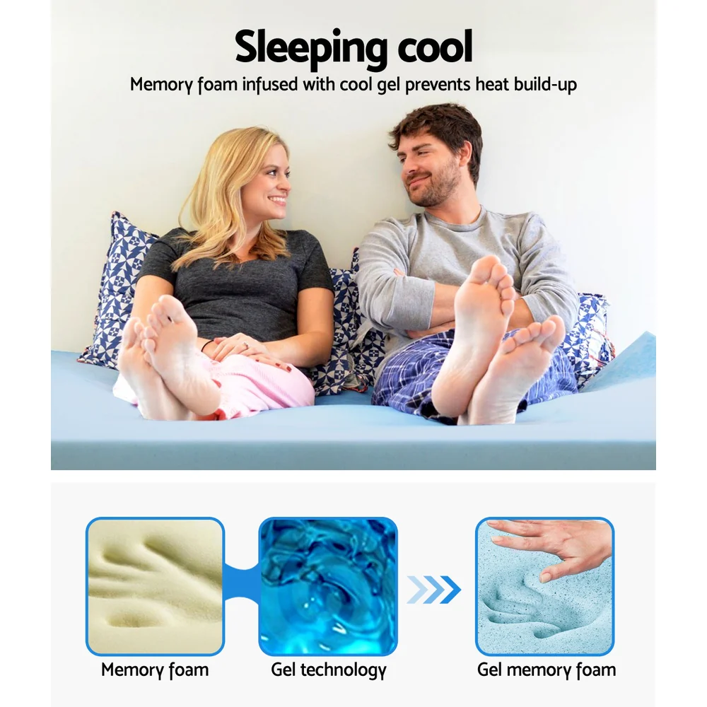 Giselle Bedding Memory Foam Mattress Topper Cool Gel 5cm Double - Image 3