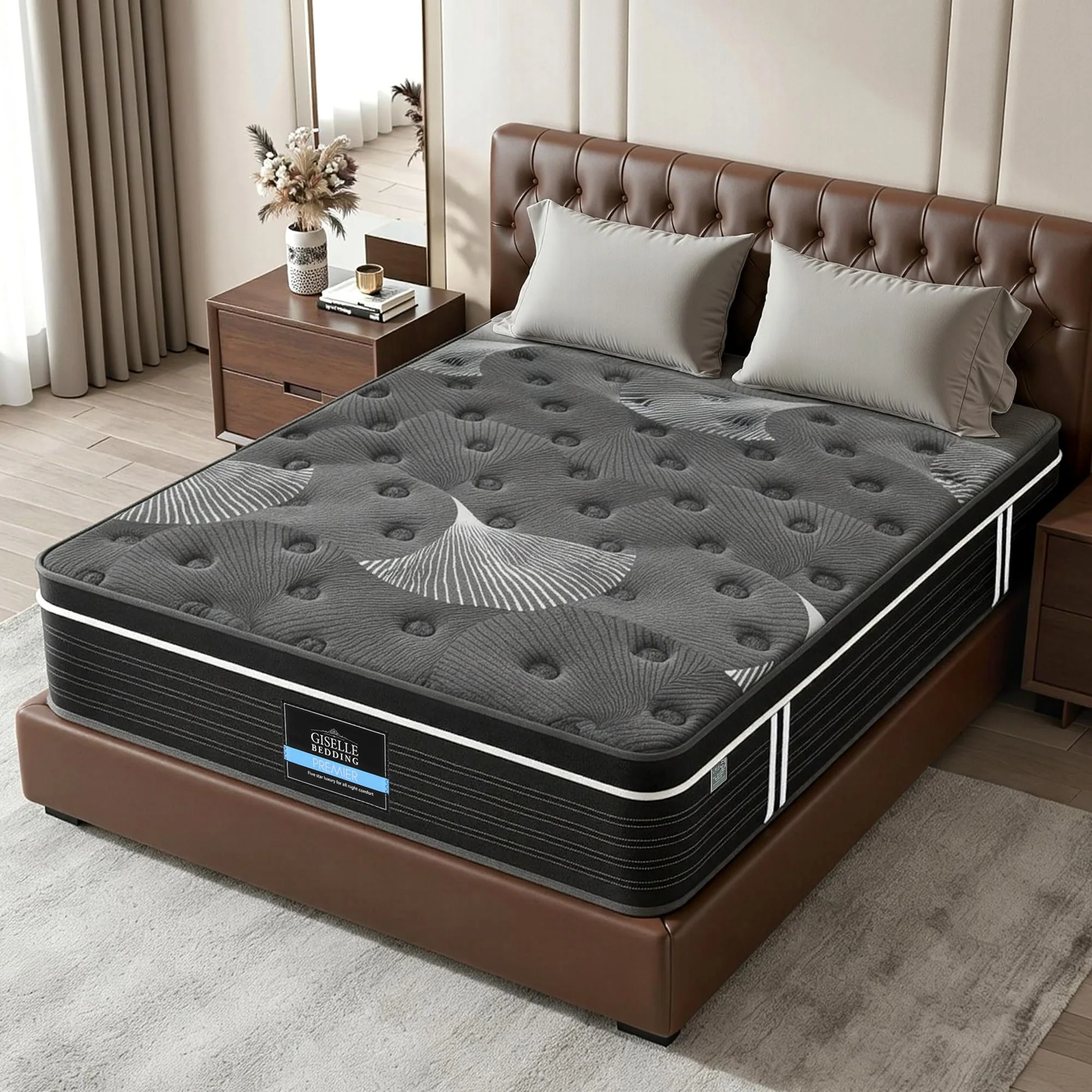 Giselle Bedding Double Mattress 35cm Euro Top with Graphene Cooling Comfort Medium Firm - Image 12