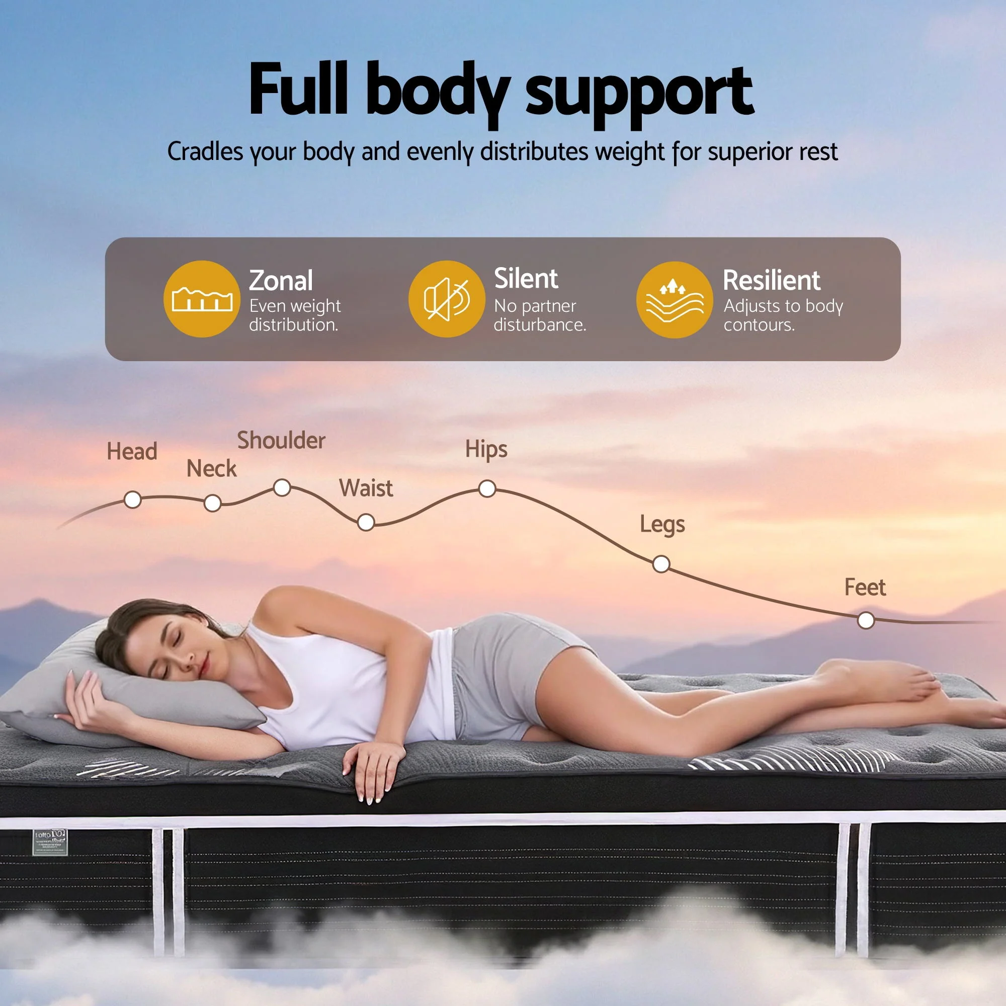 Giselle Bedding Double Mattress 35cm Euro Top with Graphene Cooling Comfort Medium Firm - Image 7