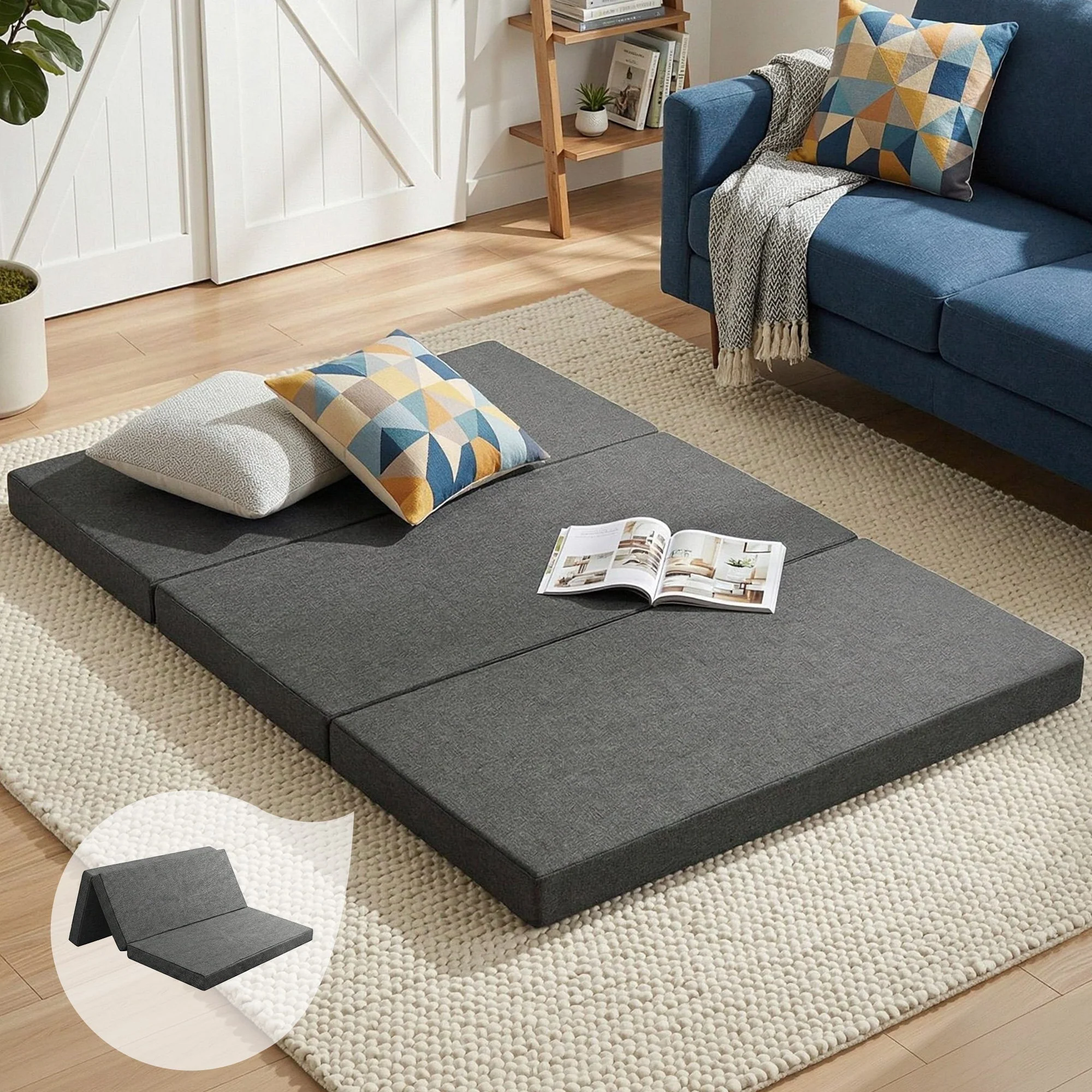 Giselle Bedding Foldable Mattress Folding Foam Double Grey - Image 8
