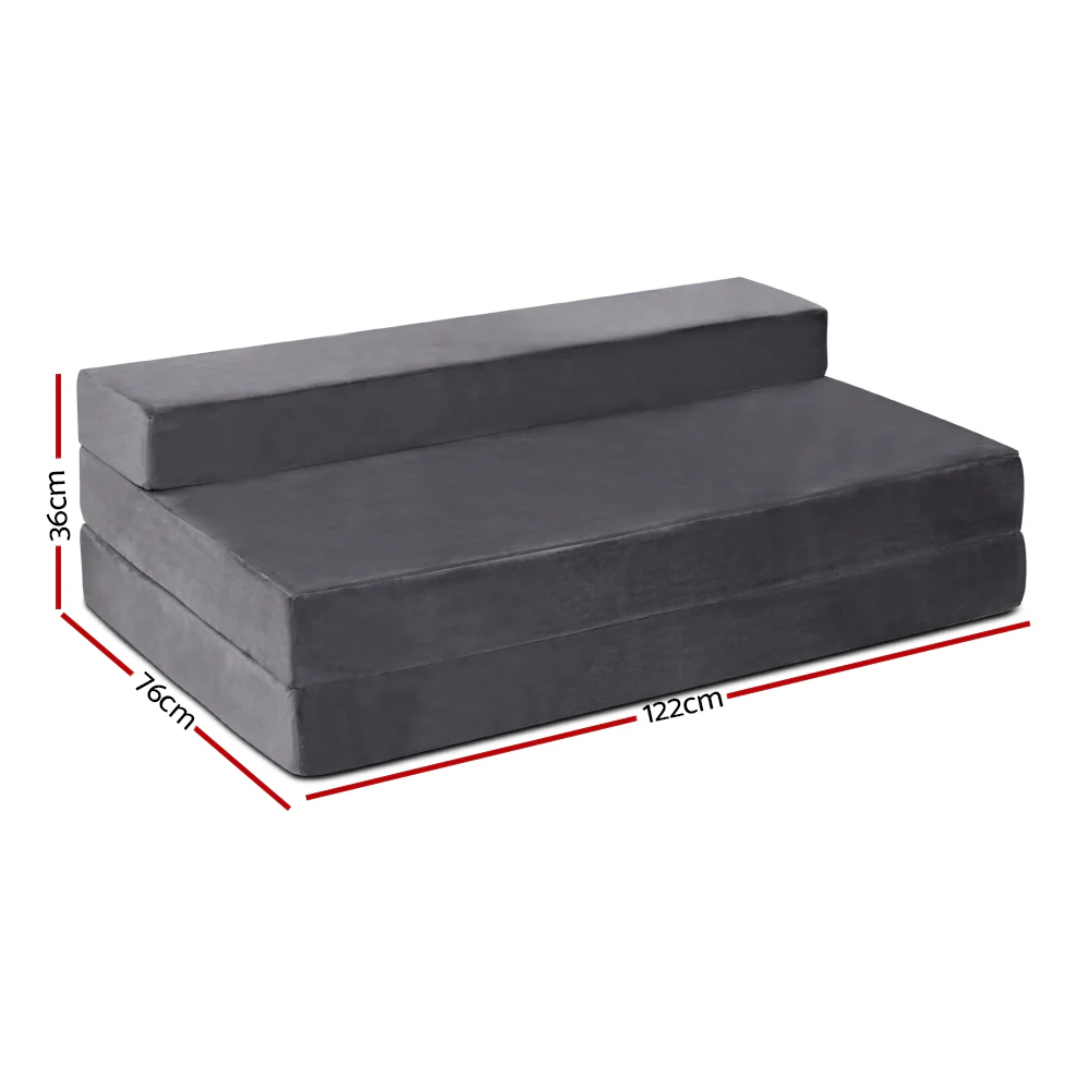 Giselle Bedding Foldable Mattress Folding Foam Bed Mat Double Grey - Image 3