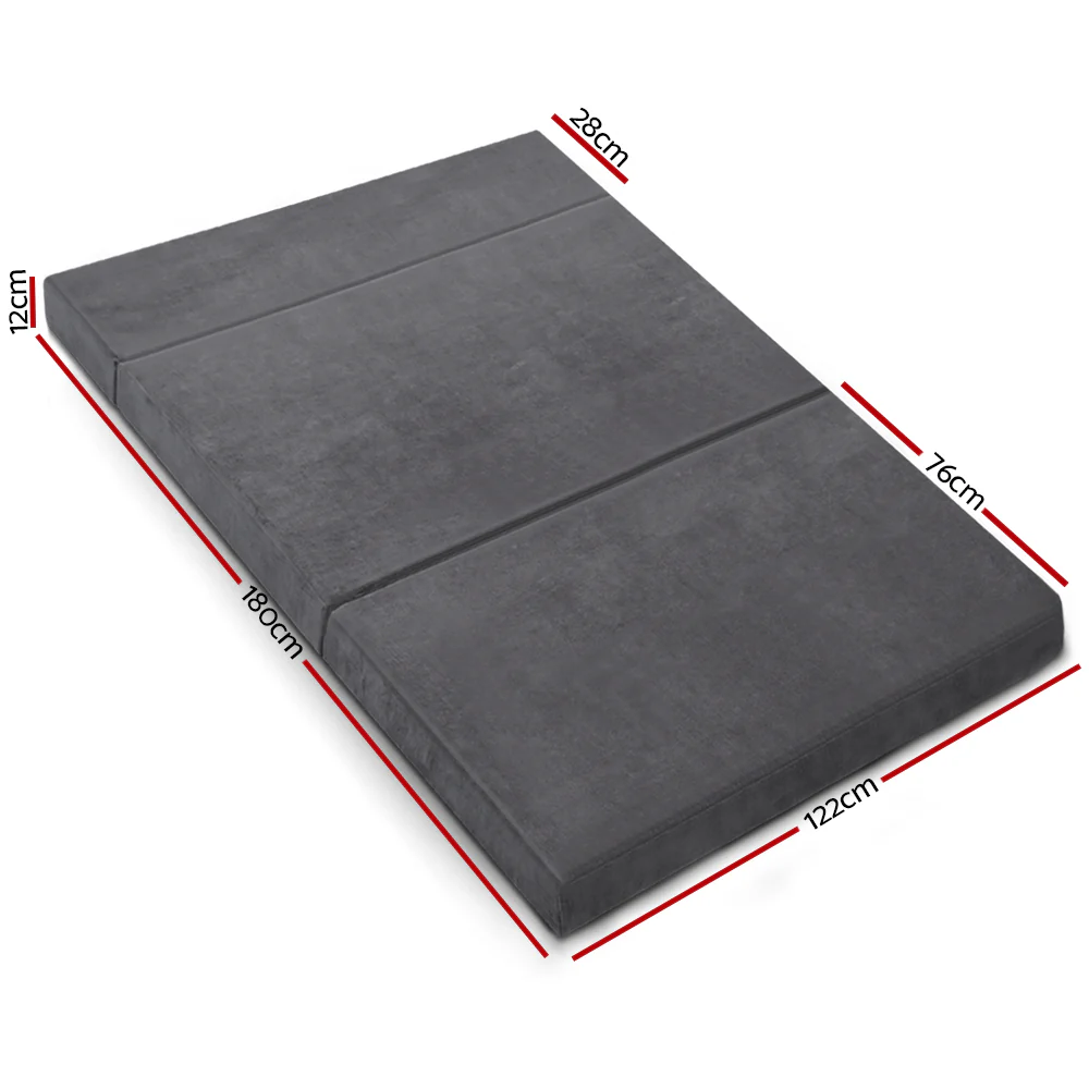 Giselle Bedding Foldable Mattress Folding Foam Bed Mat Double Grey - Image 7