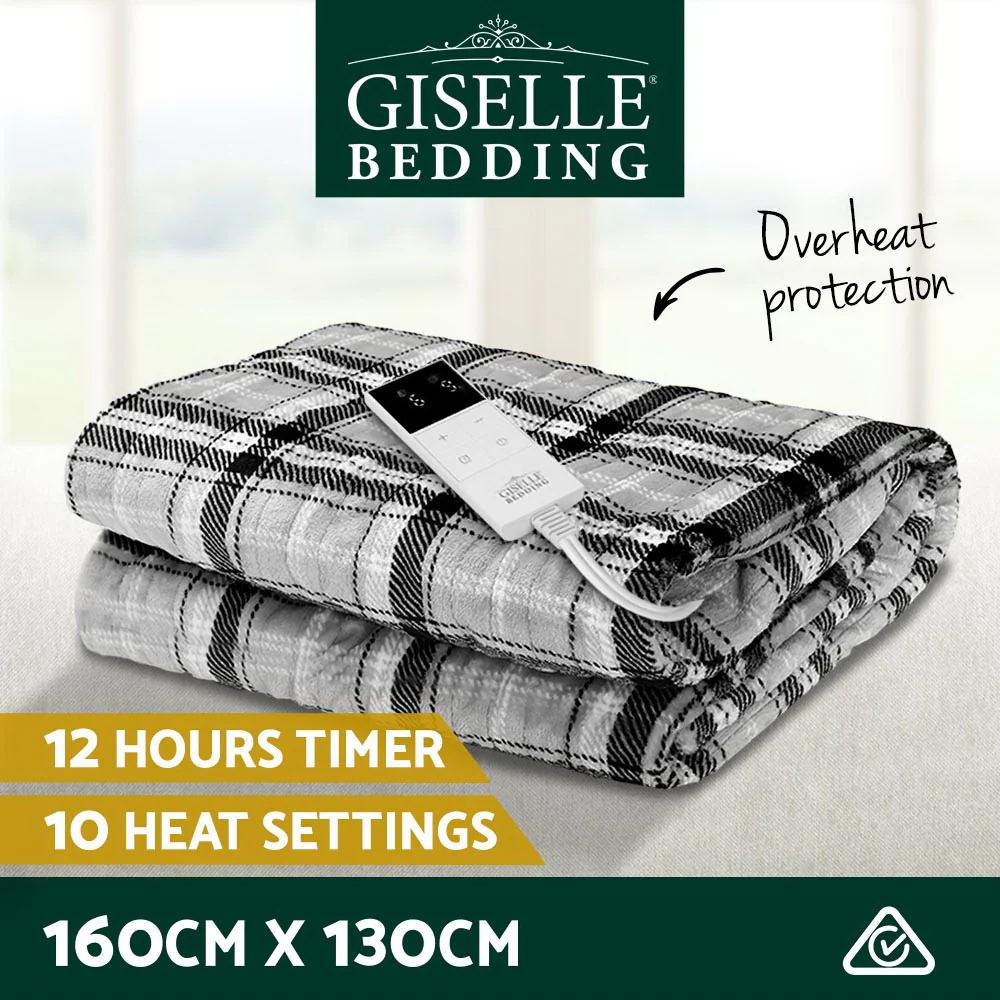 Electric Throw Blanket - Grey and White Checkered - Image 3