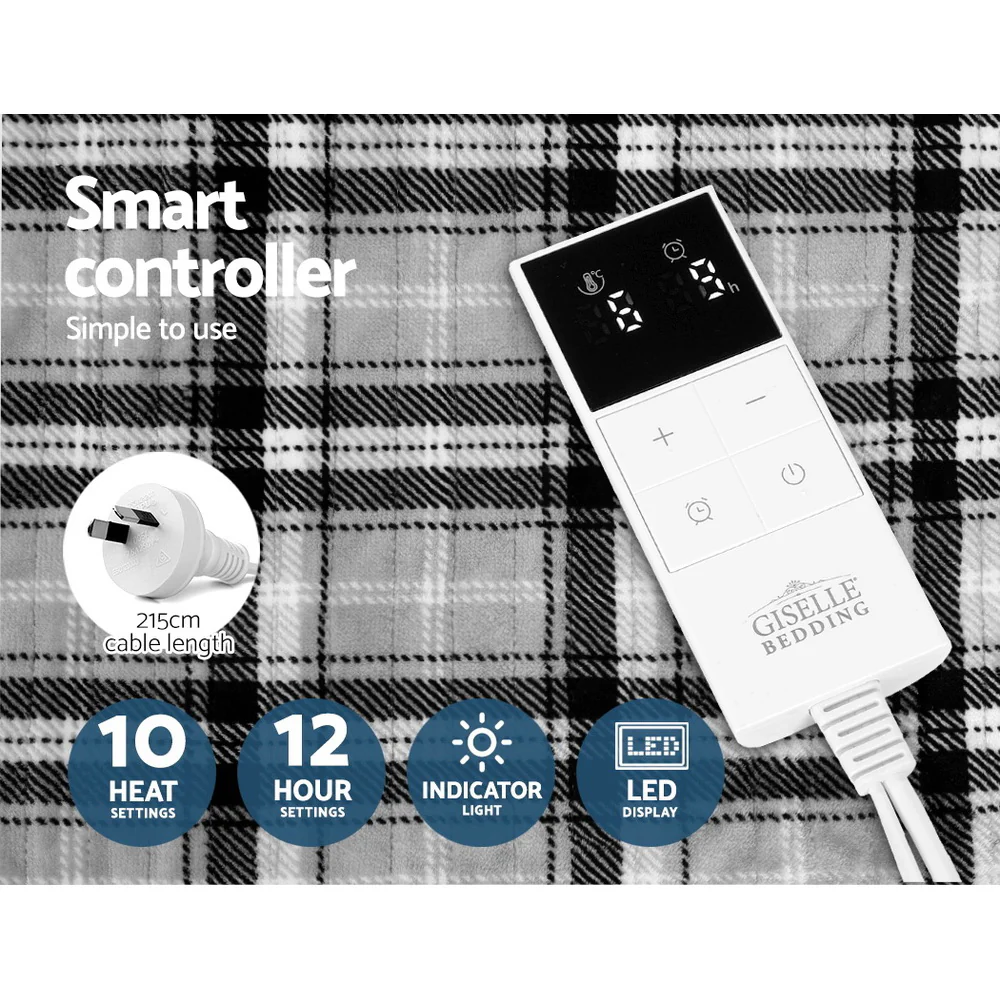 Electric Throw Blanket - Grey and White Checkered - Image 5