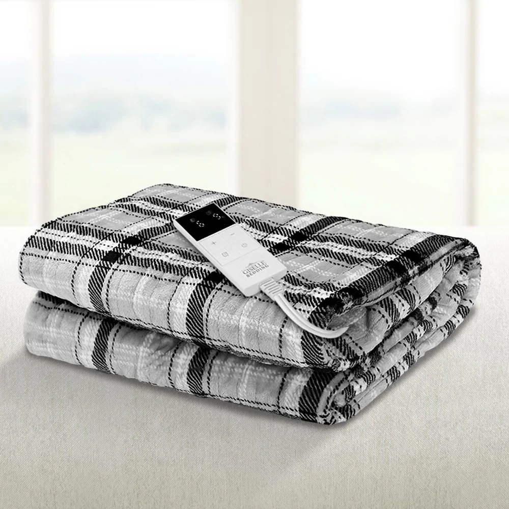 Electric Throw Blanket - Grey and White Checkered - Image 8
