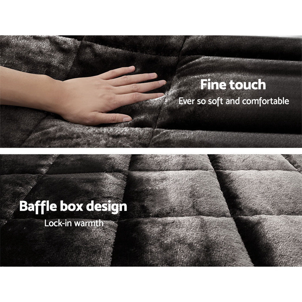 Giselle Bedding Faux Mink Quilt Charcoal Queen - Image 5