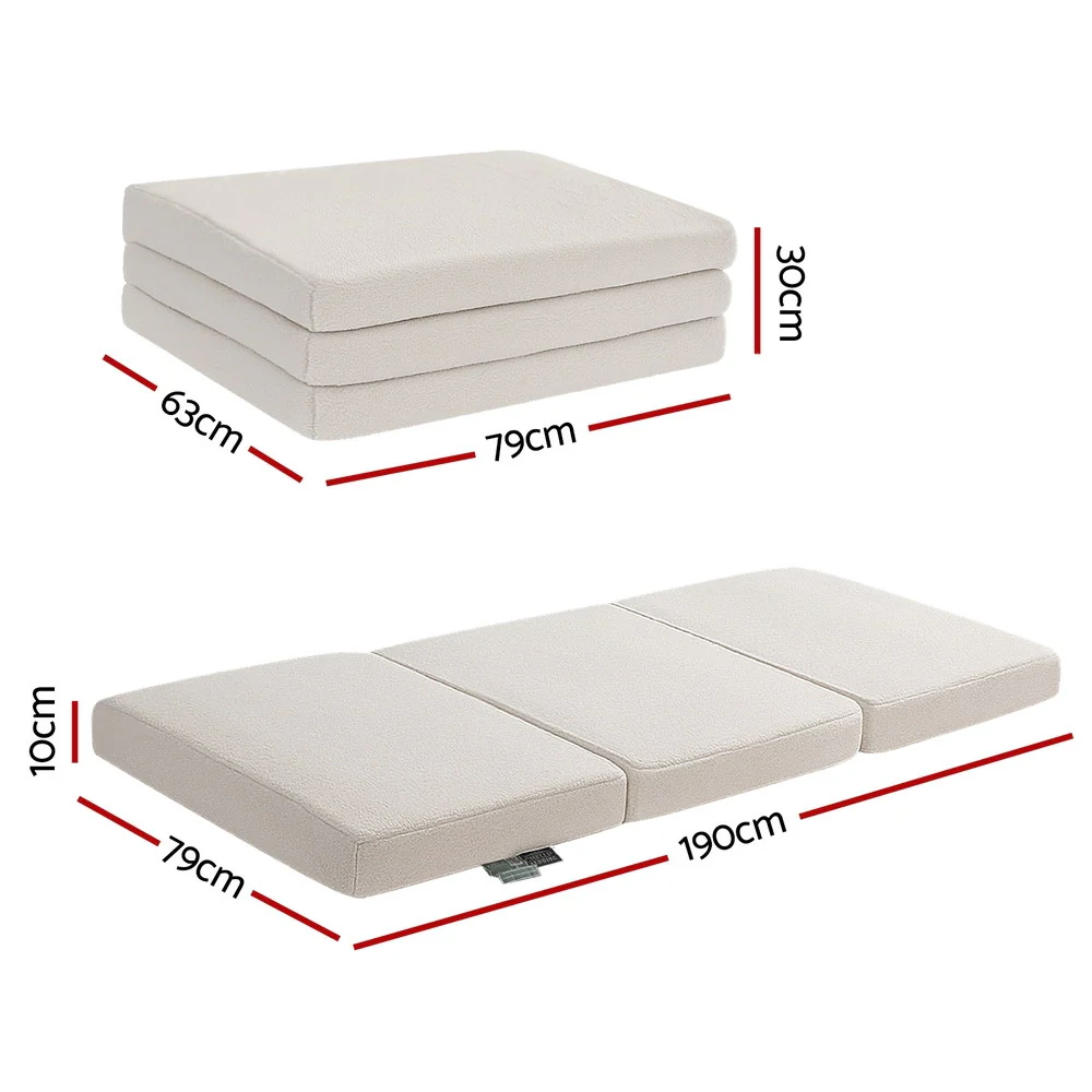 Giselle Bedding Foldable Mattress Fleece Portable 3-fold Folding Foam Mattresses - Image 2
