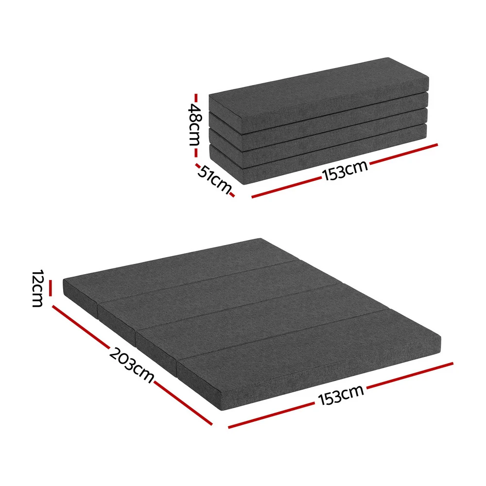 Giselle Bedding Foldable Mattress Folding Foam Mattresses Portable Mat Queen - Image 2