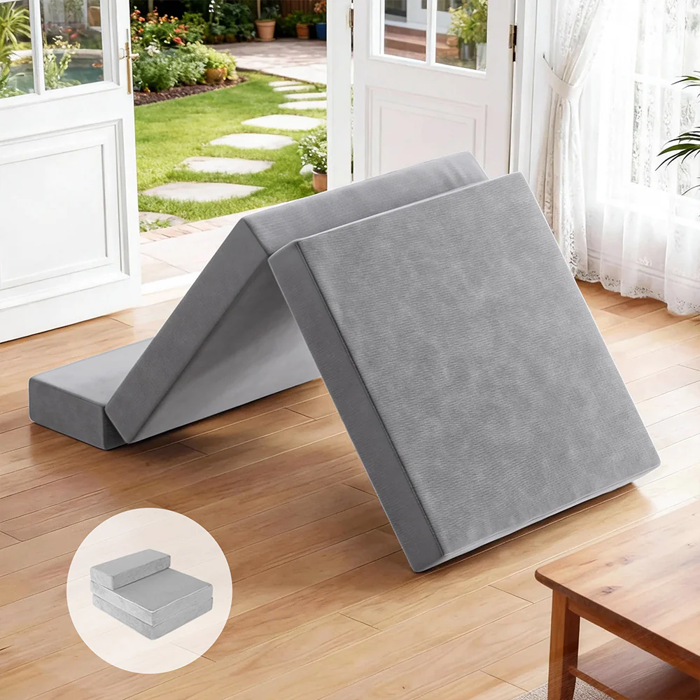 Giselle Bedding Foldable Mattress Folding Foam Bed Mat Light Grey - Image 8