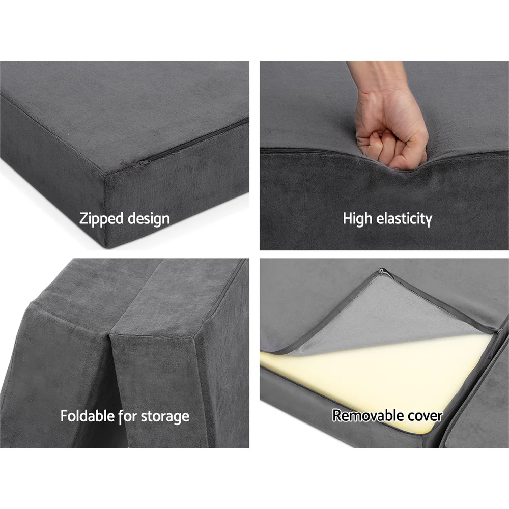 Giselle Bedding Foldable Mattress Folding Foam Bed Mat Single Grey - Image 6
