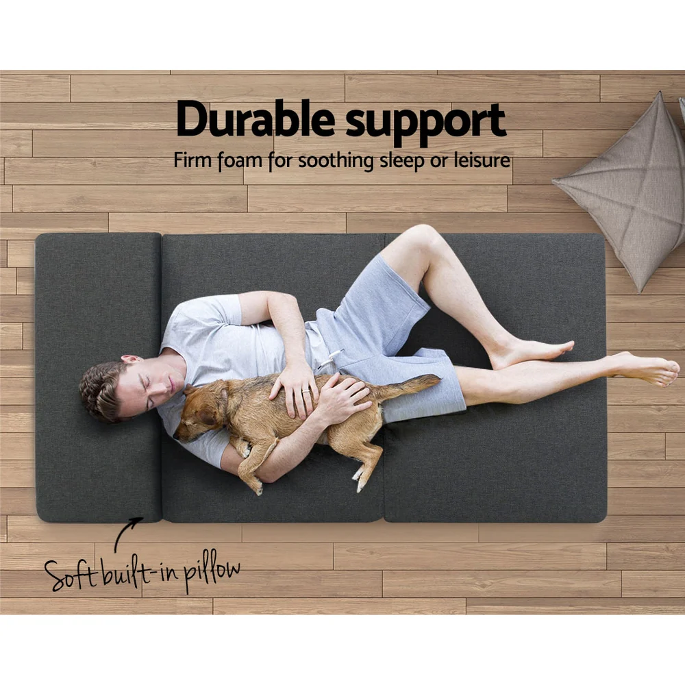 Giselle Bedding Foldable Mattress Folding Foam Bed Floor Mat Grey - Image 4