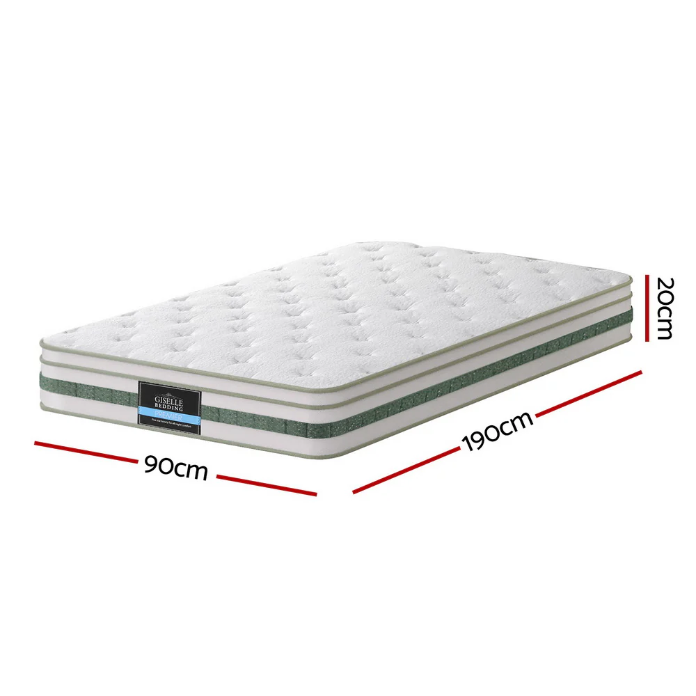 Giselle Bedding Green Tea Foam Pocket Spring Mattress Single Bed Hybrid Mattresses - Image 2