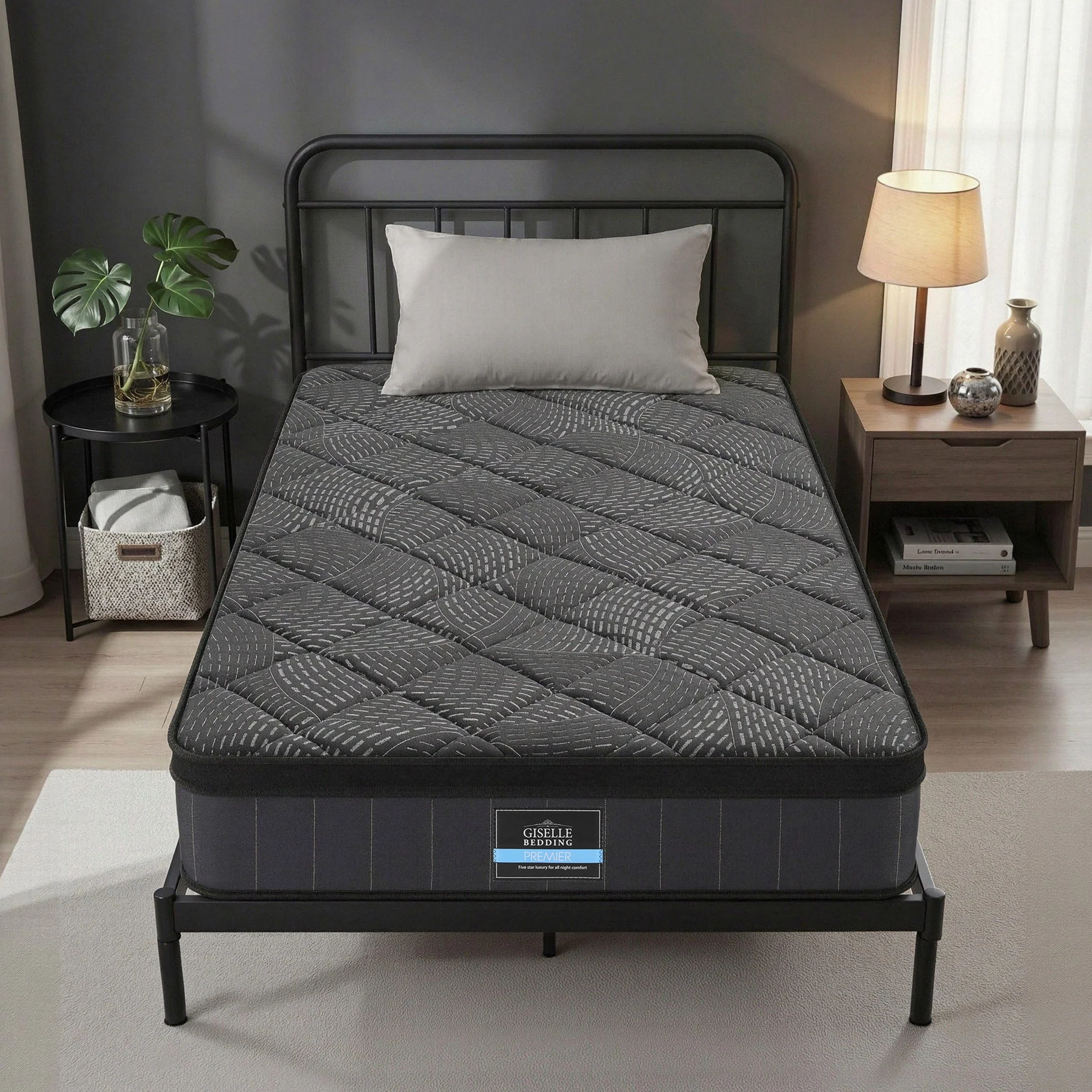 Giselle Bedding King Single Mattress 25cm Pocket Spring Latex Euro Top Medium Firm Bed - Image 10