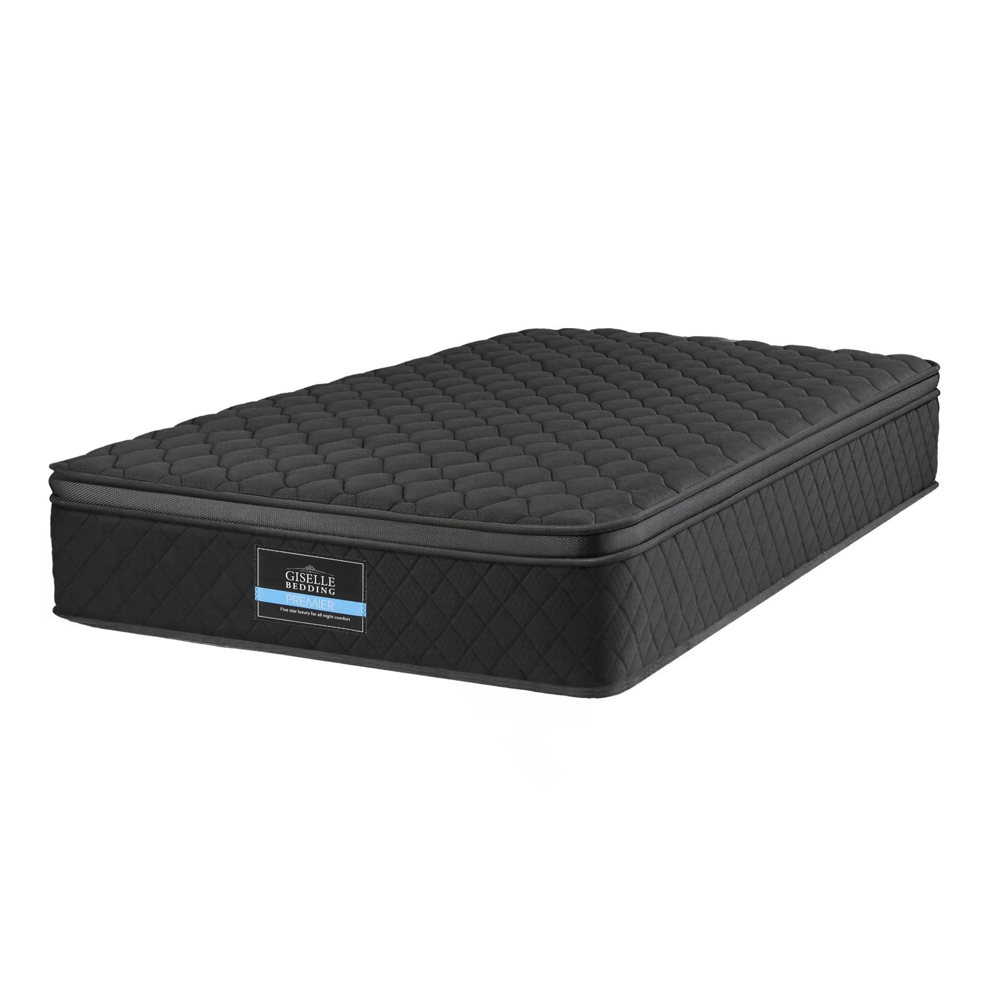 Giselle Bedding King Single Mattress 34cm Euro Top with 5-Zone Pocket Spring Support Black - Image 3