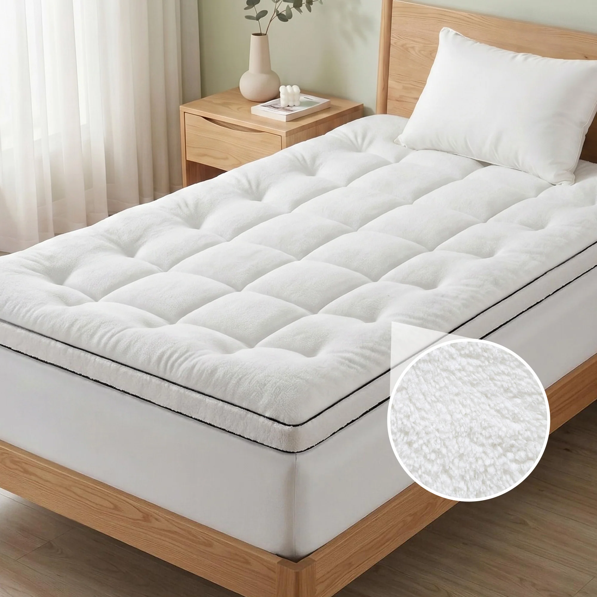 Giselle Bedding King Single Mattress Topper 5cm Coral Fleece - Image 8