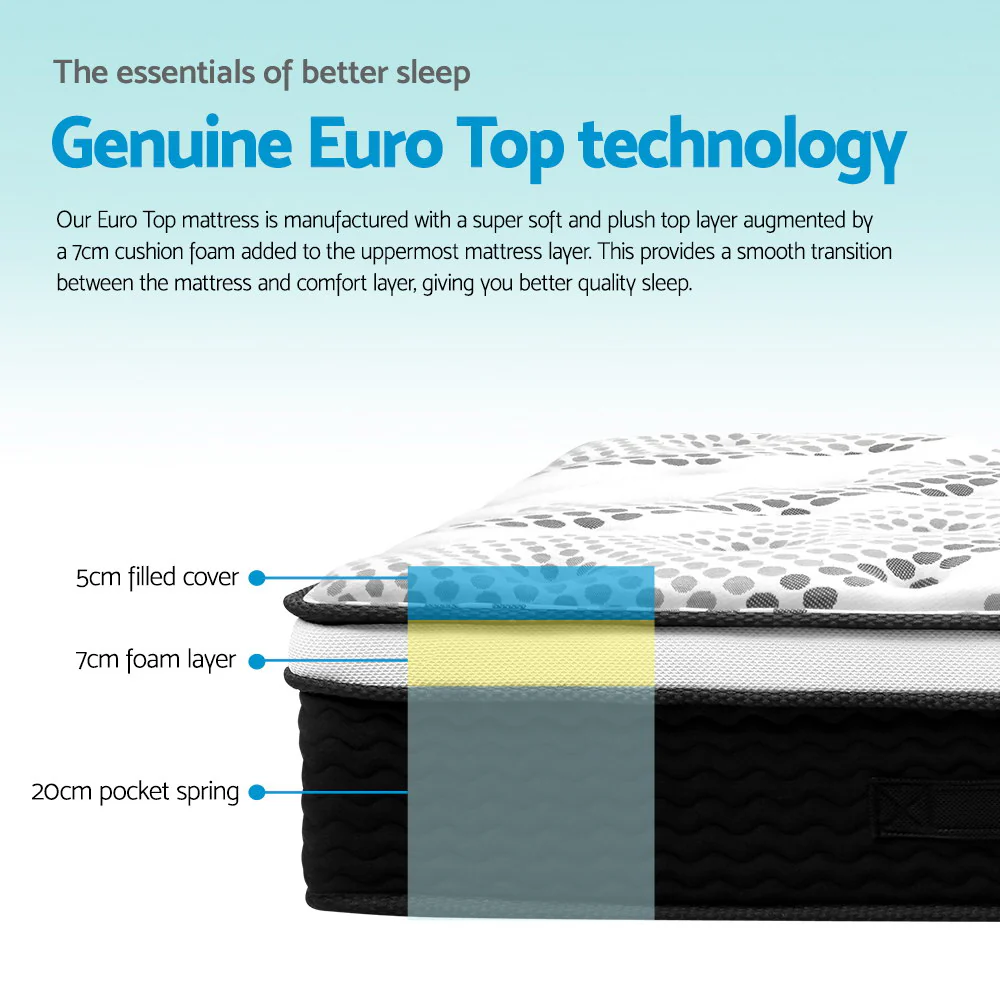 Giselle Bedding 32cm Mattress Euro Top King Single - Image 3