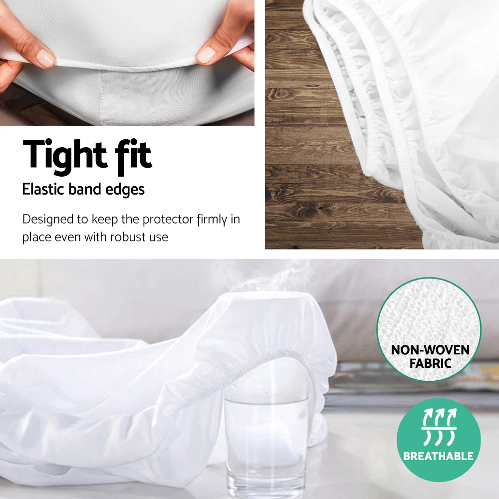 Giselle Bedding Bamboo Breathable Mattress Protector King Single in White - Image 5