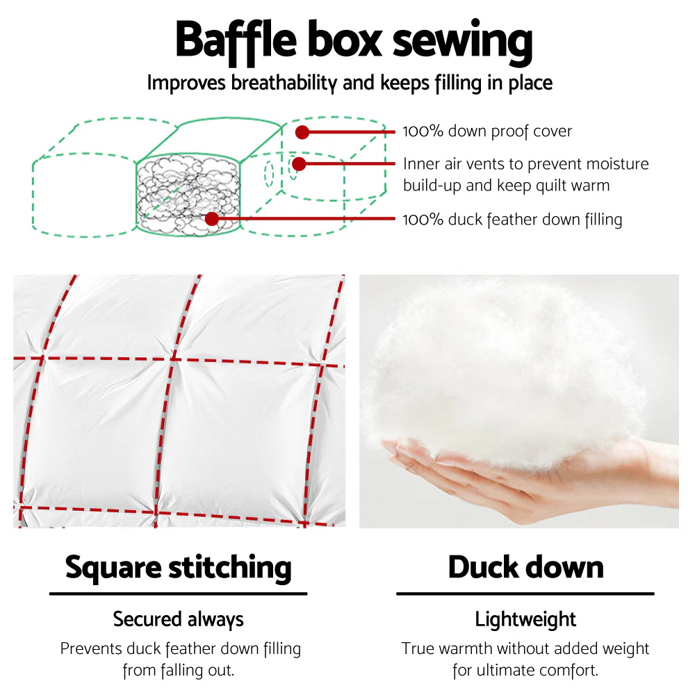 Giselle Bedding 500GSM Duck Down Feather Quilt King - Image 4