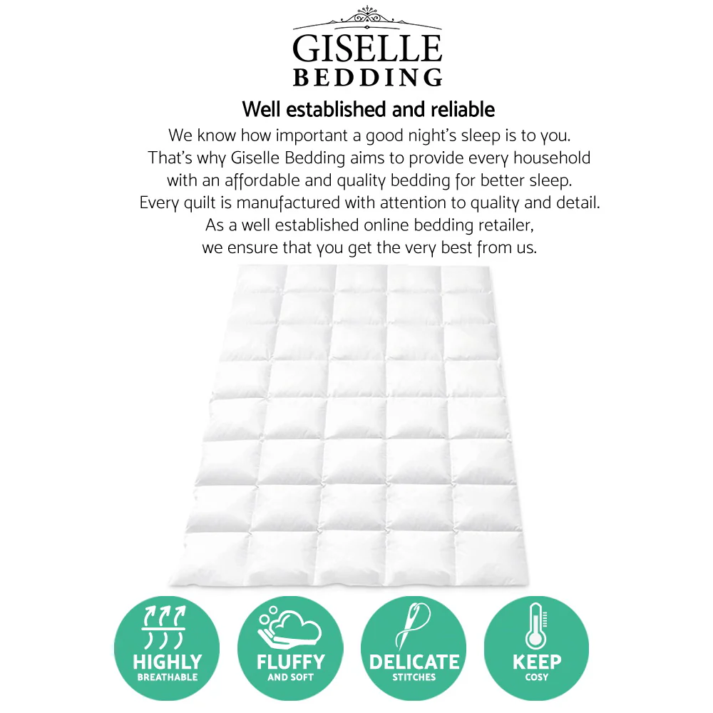 Giselle Bedding 500GSM Duck Down Feather Quilt King - Image 5
