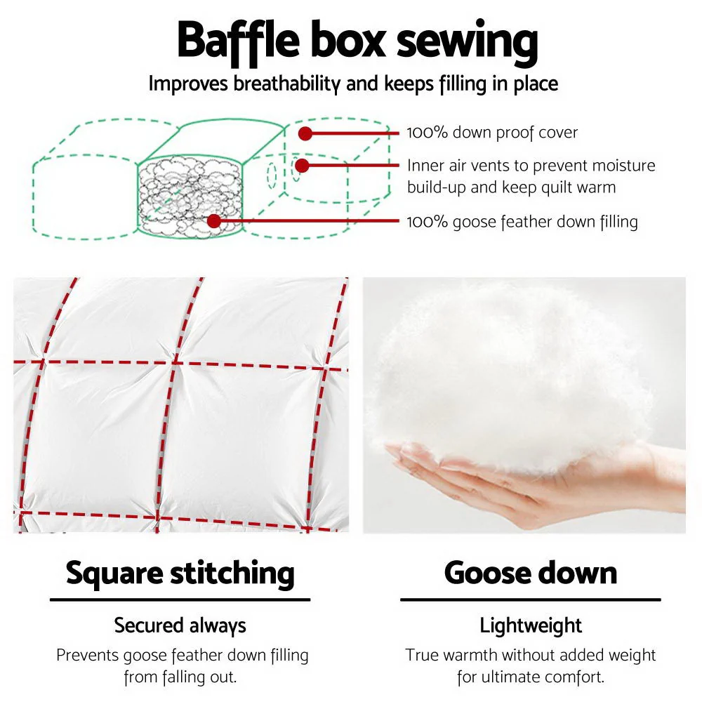 Giselle Bedding 500GSM Goose Down Feather Quilt King - Image 4