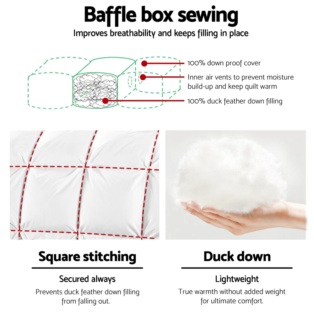 Giselle Bedding 700GSM Duck Down Feather Quilt King - Image 5